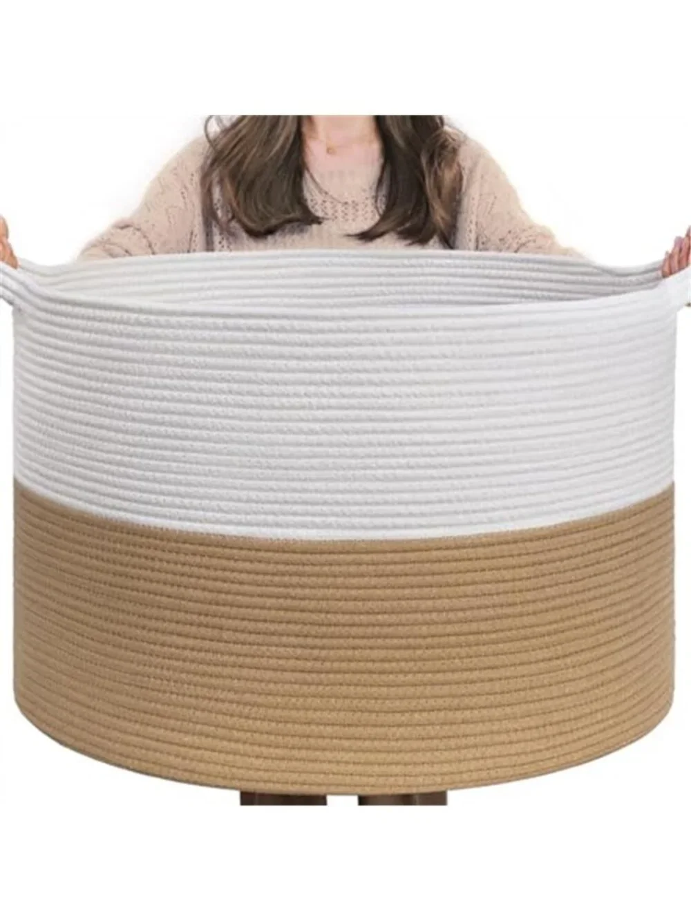 New XXXLarge Woven Rope Blanket Basket Living Room, 90L